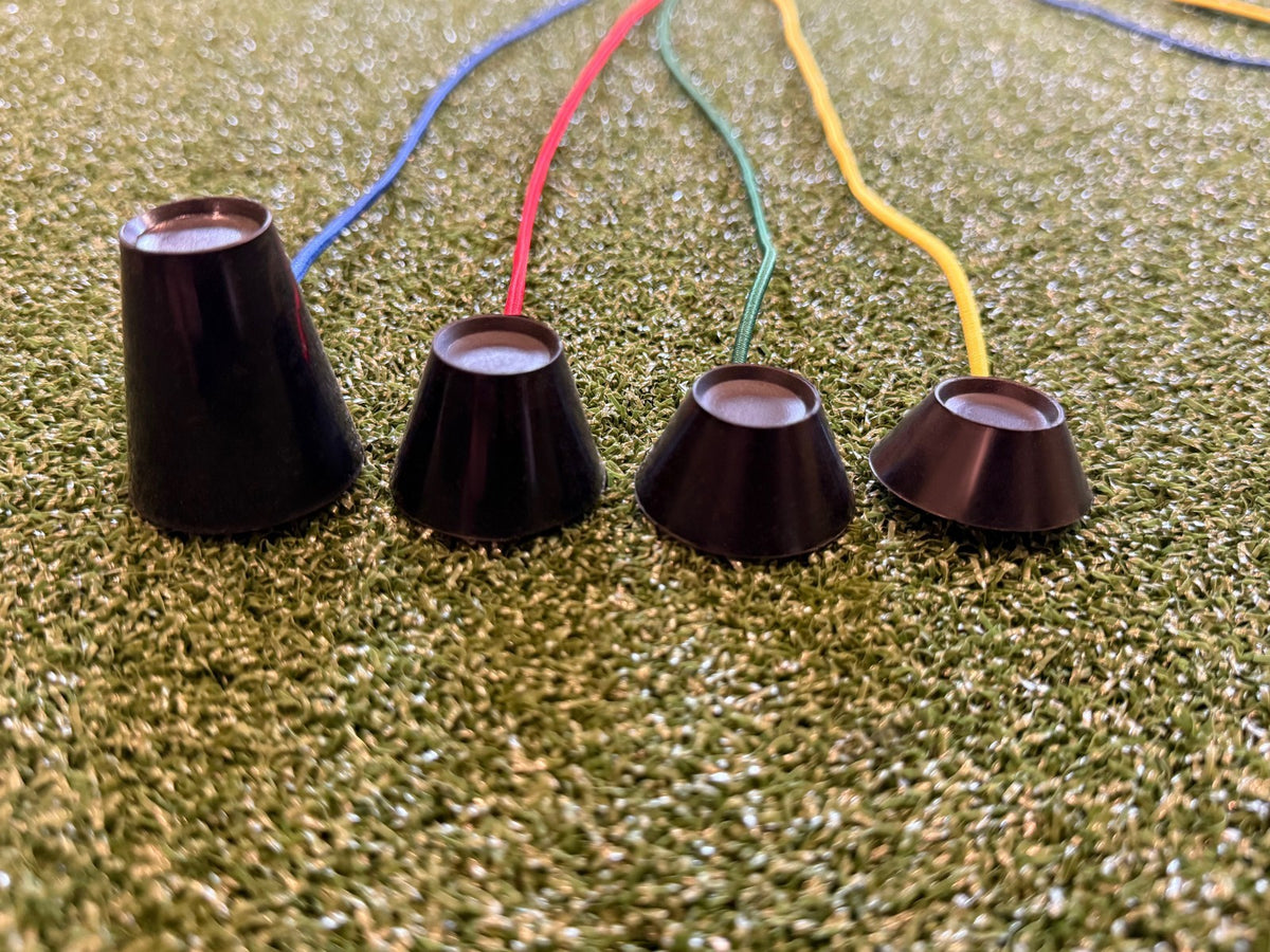 3FT Golf Simulator Tees - Durable Silicone with Swivel & Bungee Cord