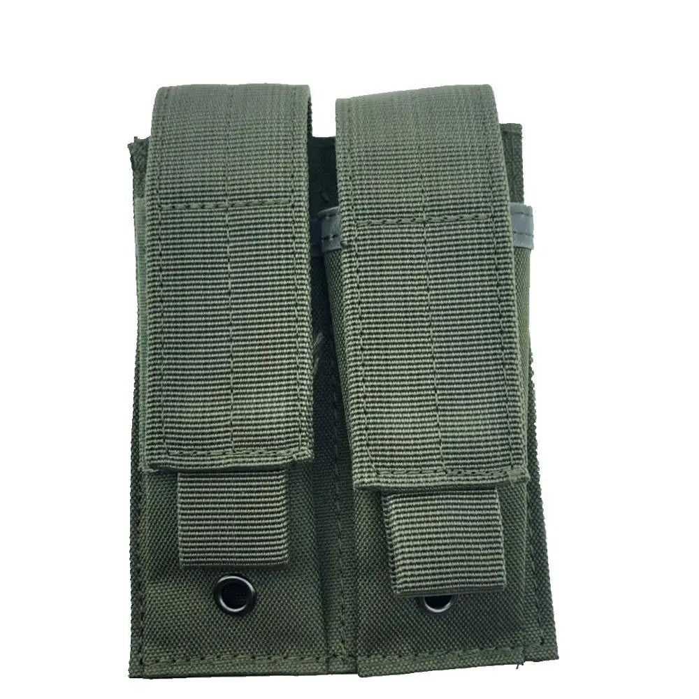 Tactical Double Mag Pouch & Flashlight Holder for 9mm Pistols - MOLLE Compatible