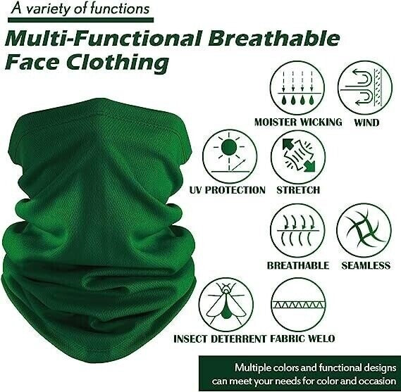 UV Sun Mask Bandana 6-Pack - Face Cover Neck Gaiter for Outdoor Sports