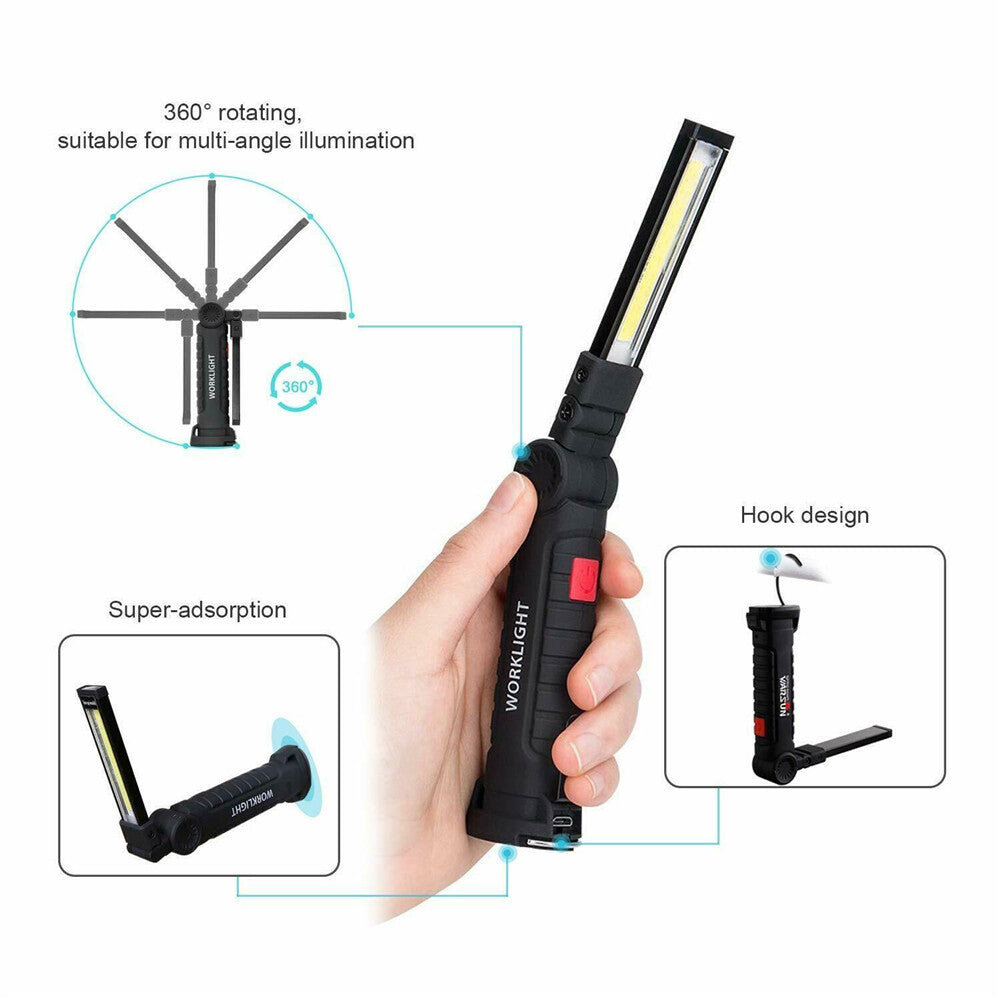 Rechargeable LED Work Light with Folding Torch & Magnetic Base - 1200000lm