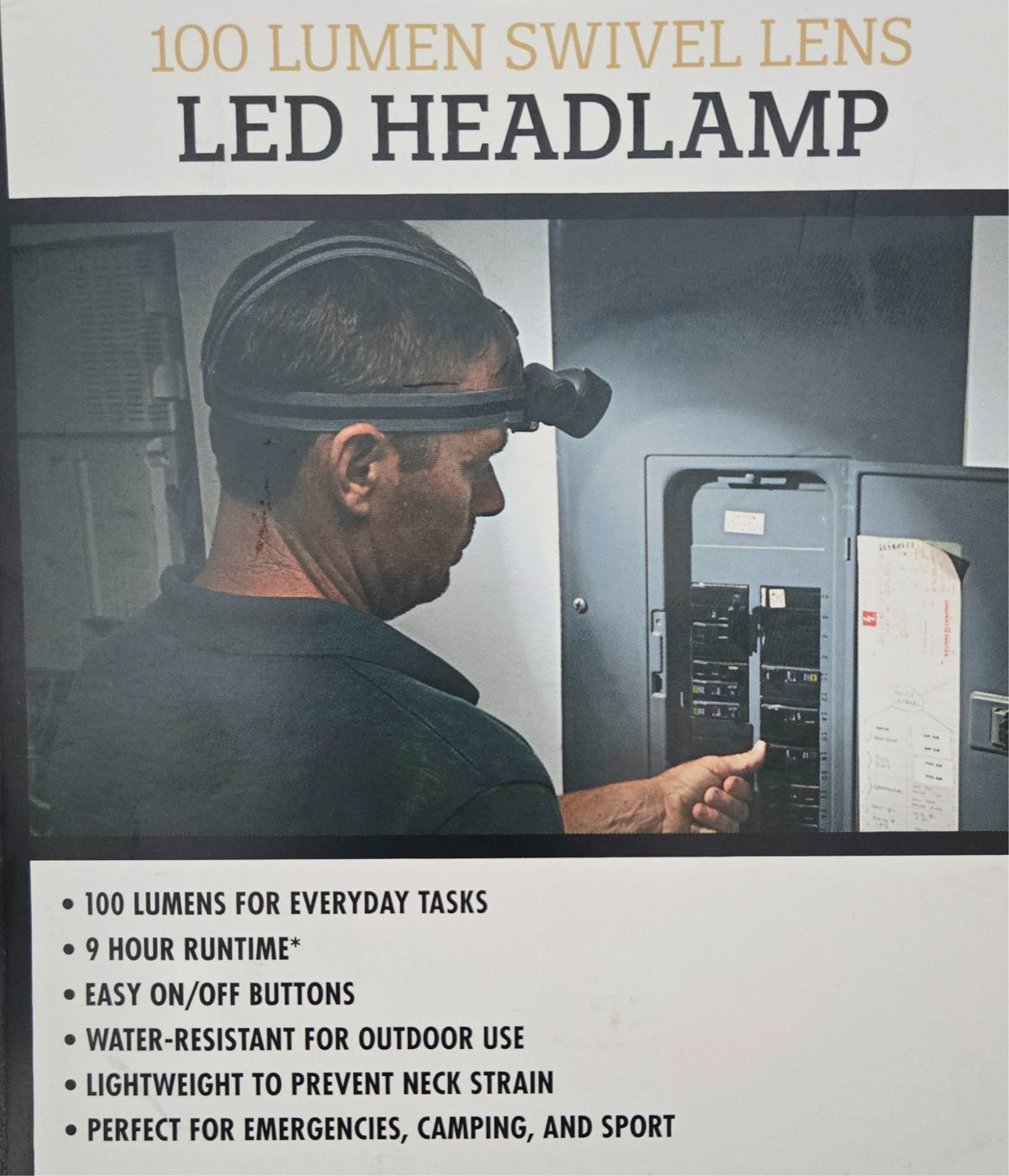 100 Lumen Swivel LED Headlamp for Camping Hiking & Outdoor Activities