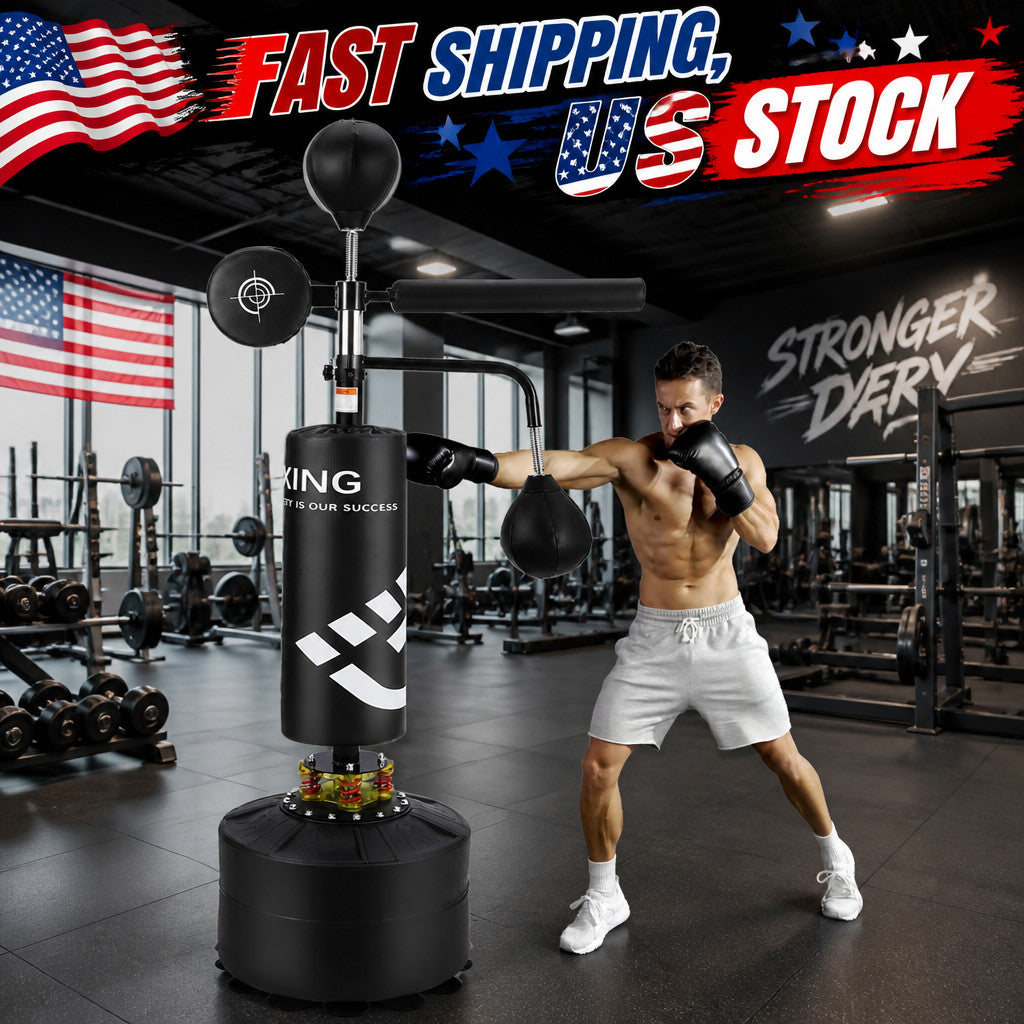 Heavy Punching Bag with Stand for Boxing and Martial Arts Training - Adjustable Height