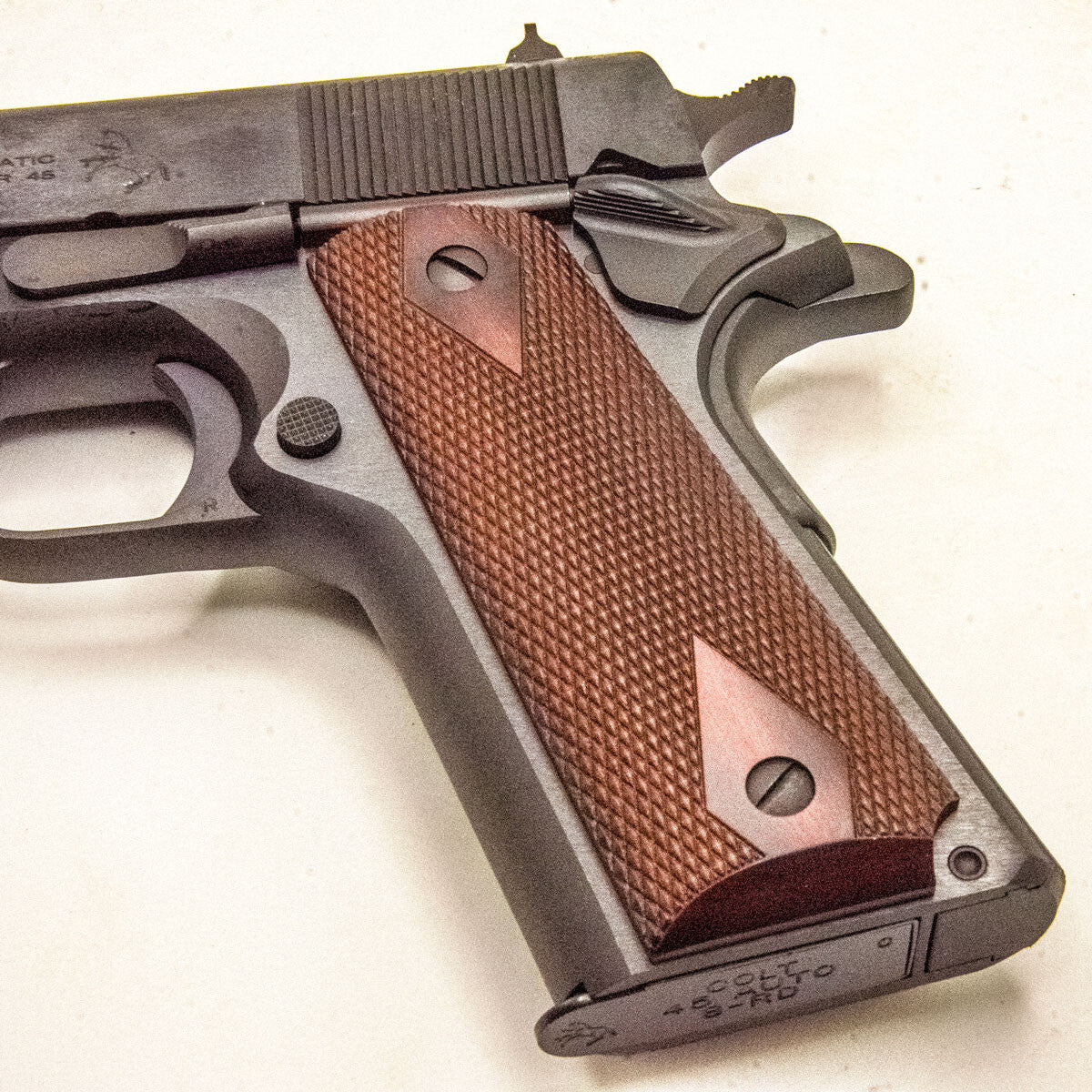 Original Colt 1911 Rosewood Pistol Grips Double Diamond Ambi Cut