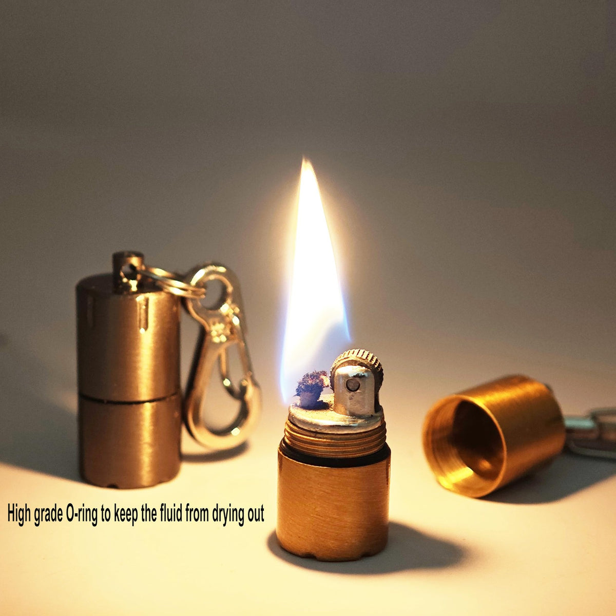 Waterproof Mini Keychain Lighter Set - Black & Gold, EDC Survival