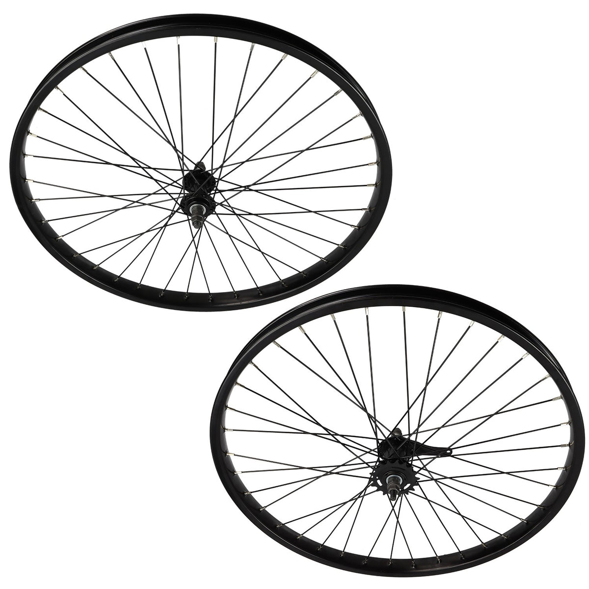 Heavy Duty 26-Inch Bicycle Wheel Set for Beach Cruiser Bikes - Black 36 Spokes