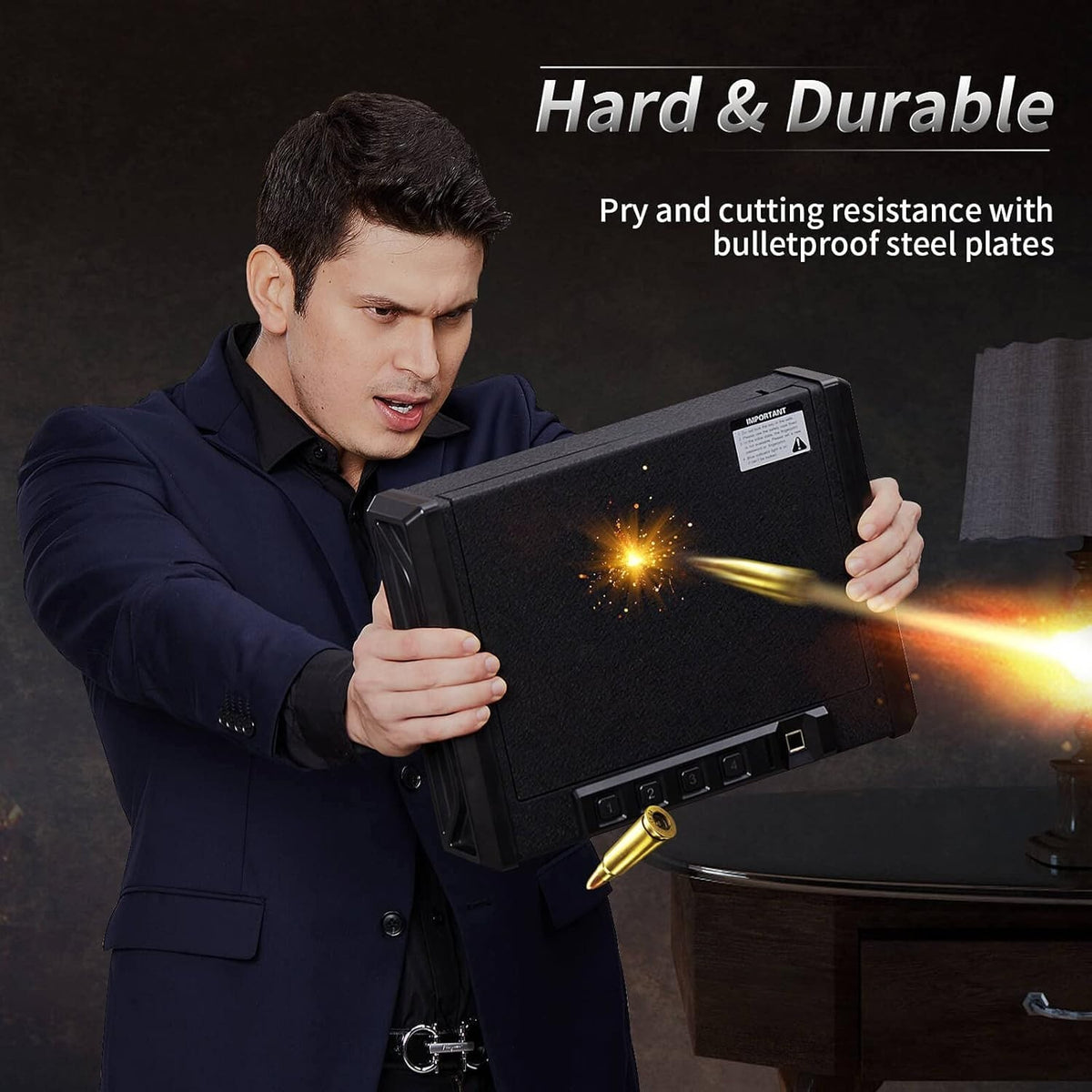 Portable Biometric Gun Safe with Fingerprint & PIN Lock for 2 Pistols