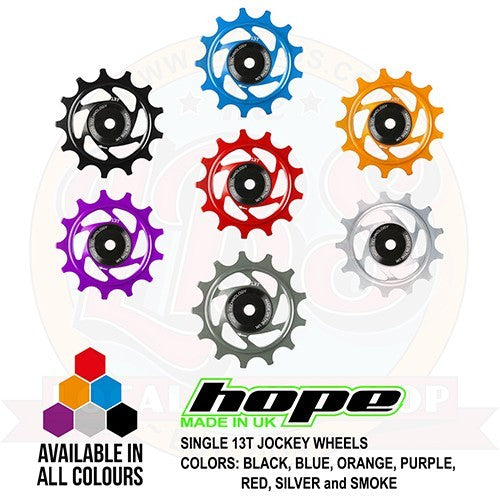Hope 13T Bicycle Derailleur Jockey Wheel - All Colors, Lightweight CNC Machined