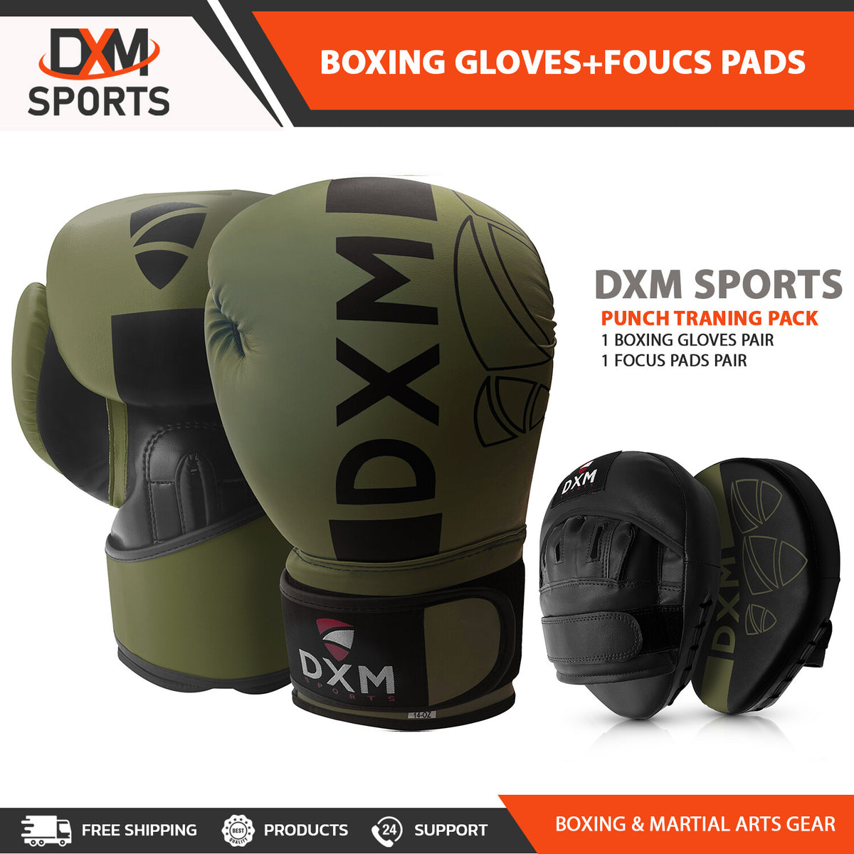Boxing Training Pack with Gloves and Focus Mitts for Martial Arts & Sparring