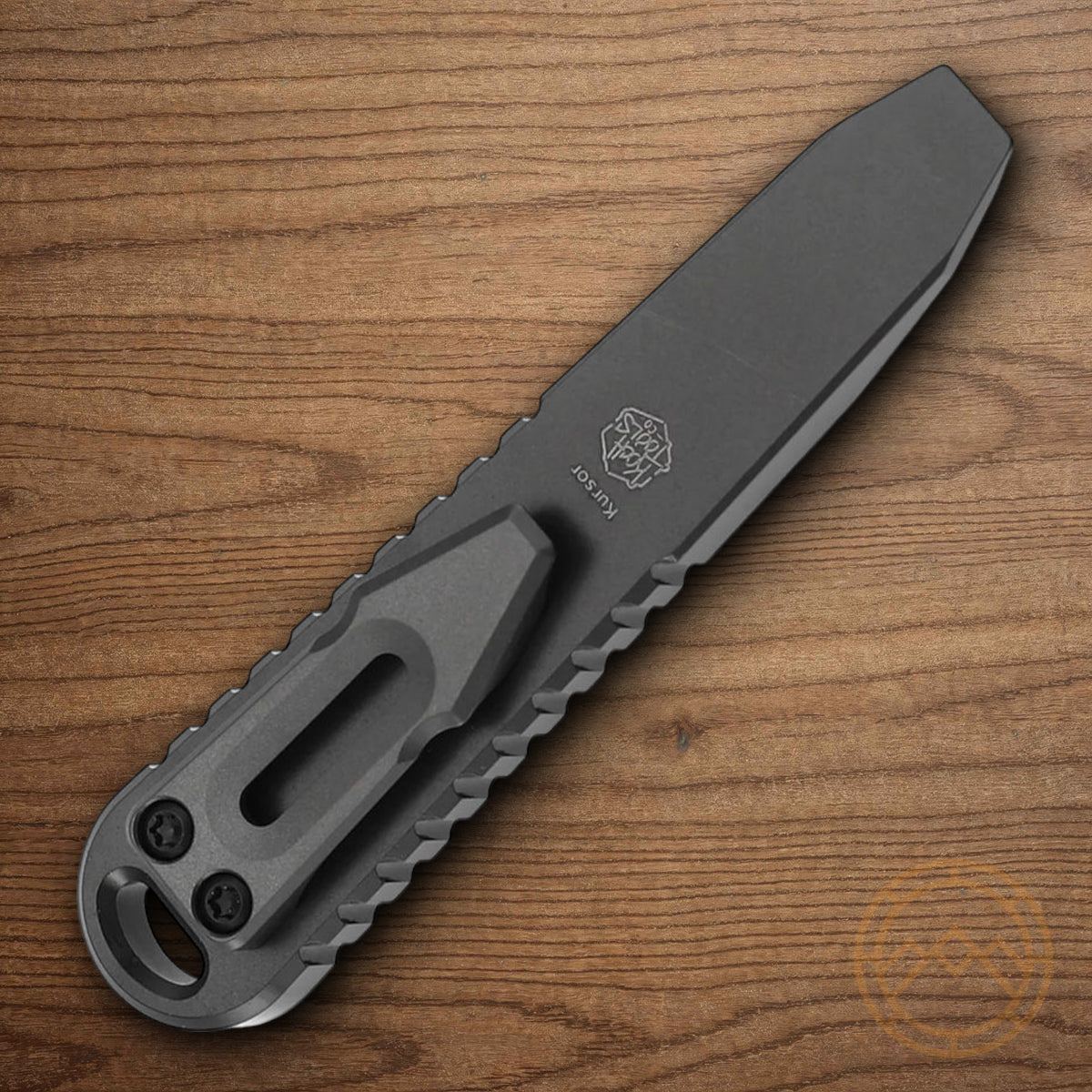Titanium Pry Bar with Micarta Handles and Lanyard Loop - Black Blue Gray