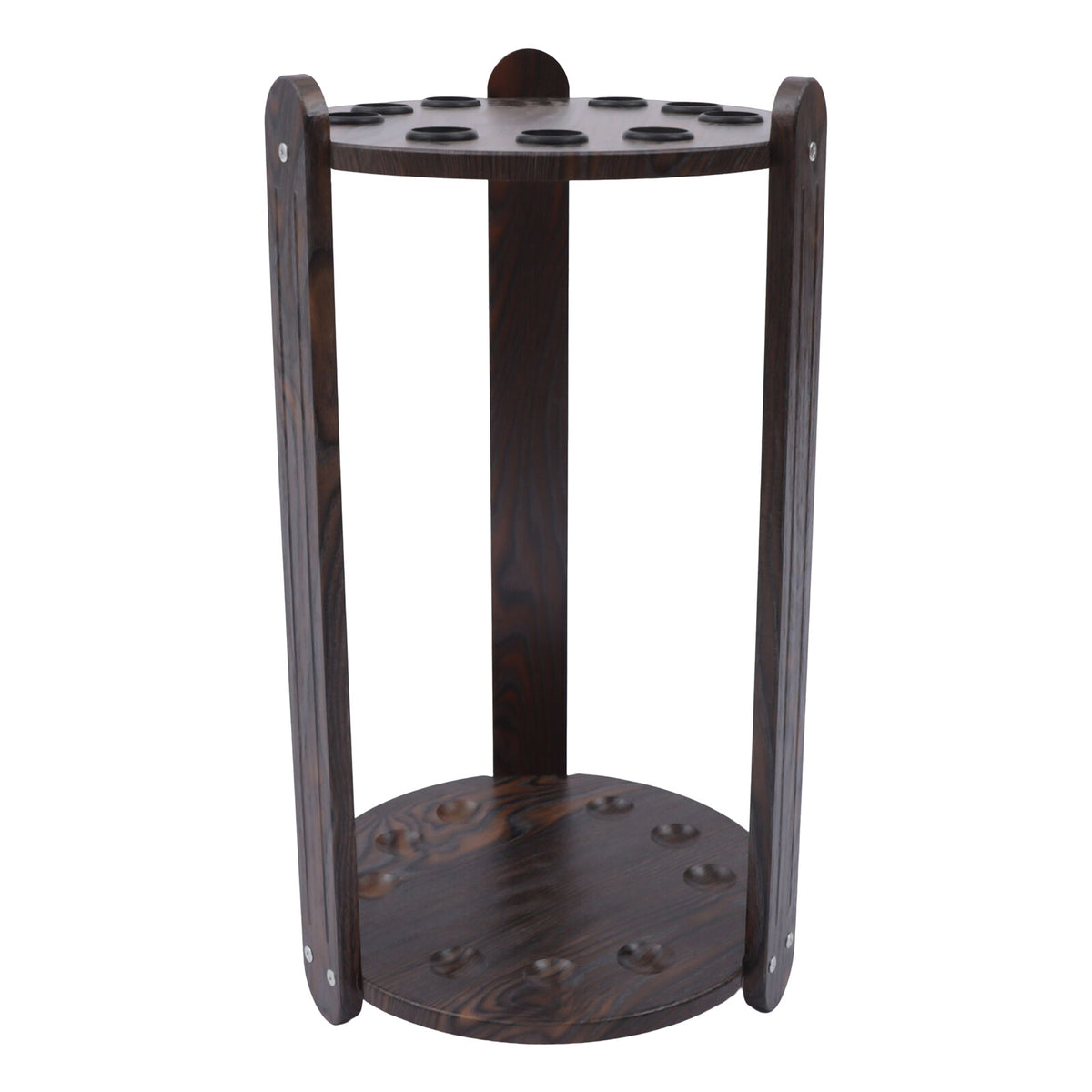 Floor Stand 9-Hole Billiard Cue Holder Rack, Wooden Pool Cue Storage
