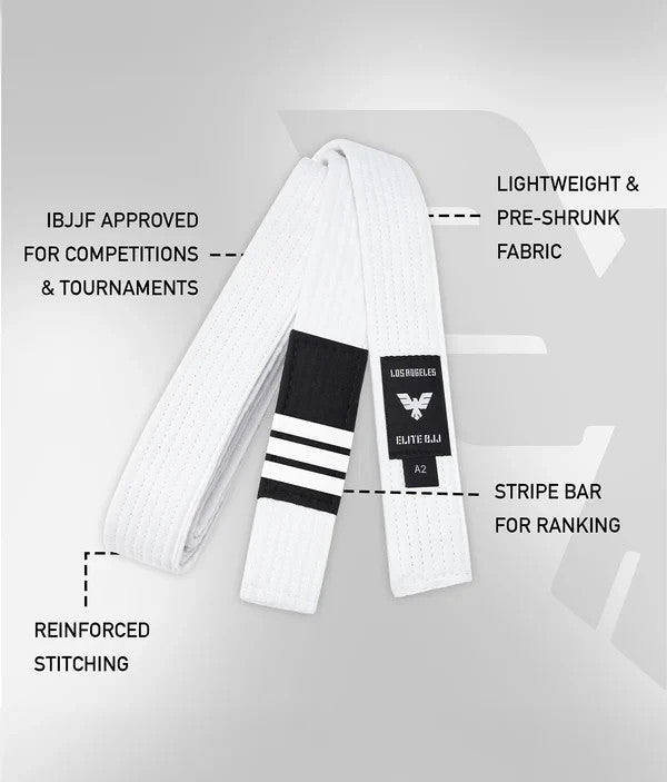Martial Arts Belt A2H White Belt with Black Stripe 102 Inches for Traditional Gi