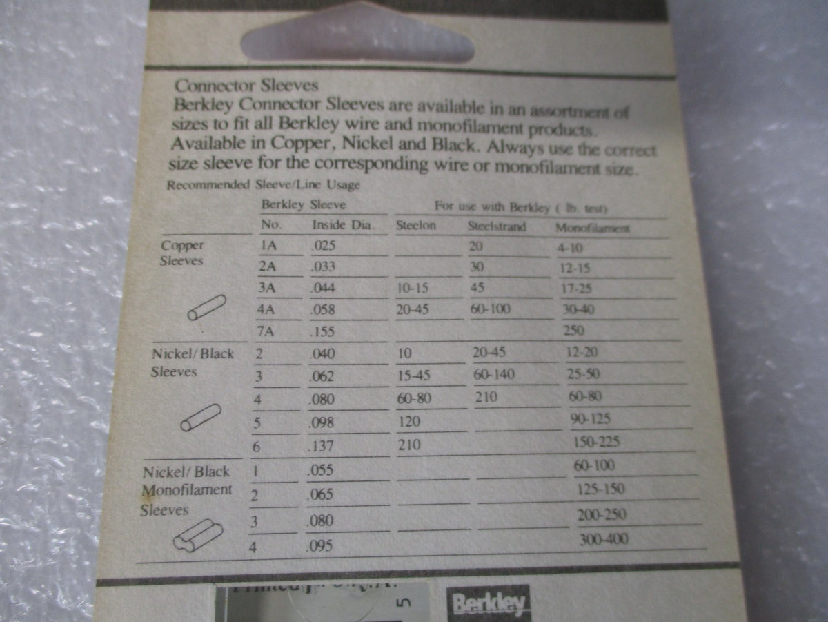 Berkley Wire Leader Connector Sleeves Size 3 .062 - 33PCS