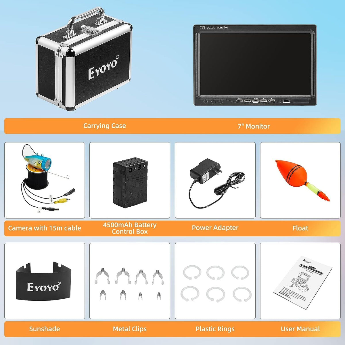 Underwater Fishing Camera with 7-Inch LCD Monitor 1000TVL Waterproof Fish Finder