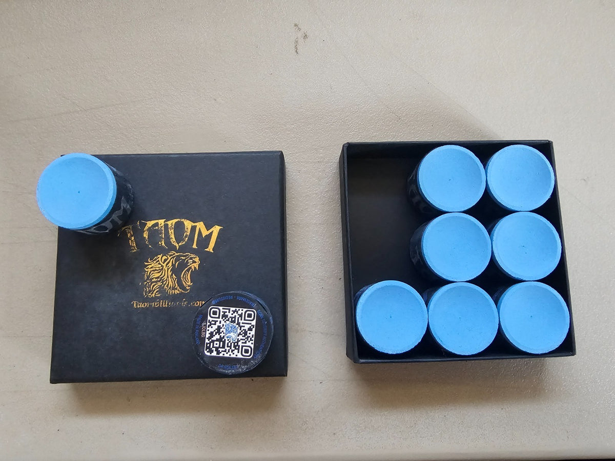 Taom V10 Blue Pool Cue Chalk – 1 Piece with Barcode for Authenticity