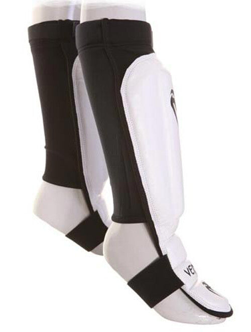 MMA Shin Guards & Instep Protectors - White, Adjustable Sizes