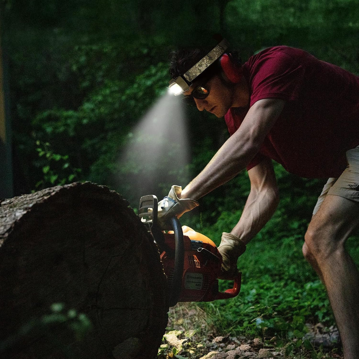 LED Headlamp 300 Lumens with 7 Modes, Red & Green Light, Adjustable Tilt