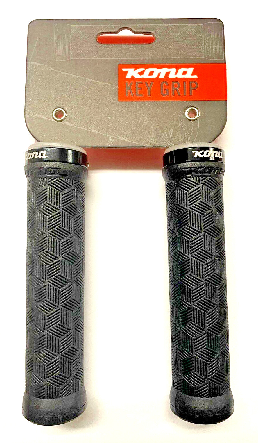 Lock-On Bike Grip Pair - Black with Geometric Pattern, 30mm Diameter