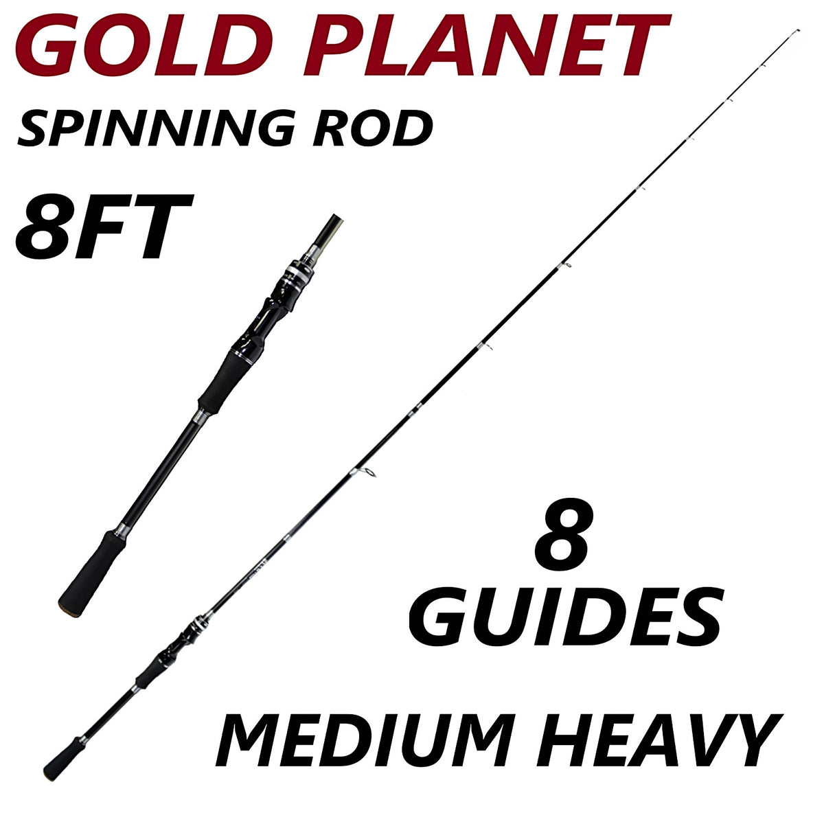 Lightweight Carbon Fiber Spinning Fishing Rods - Medium Fast Action, 7ft & 8ft Options
