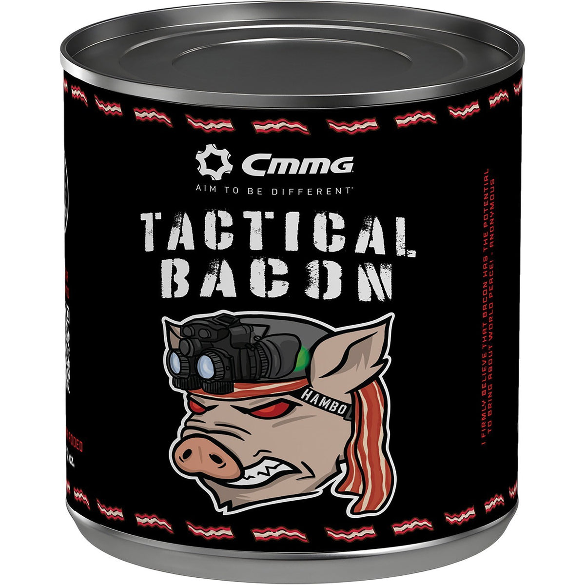 CMMG Tactical Bacon - Fully Cooked Ready-to-Eat Pork Slices, 12 oz Can
