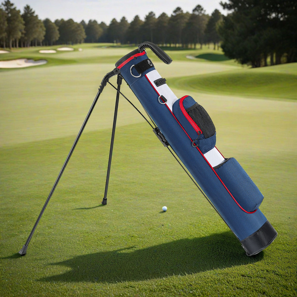 Small Golf Bag with Cooler Pocket, Stand & 6-8 Club Capacity for Par 3 Courses