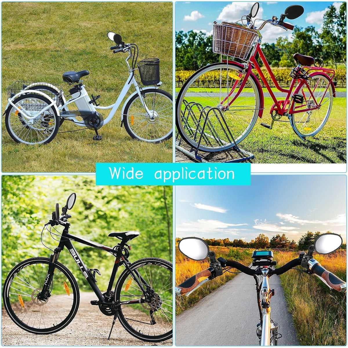 2-Pack Bicycle Rear View Mirrors - 360° Rotatable Handlebar Cycling Glasses