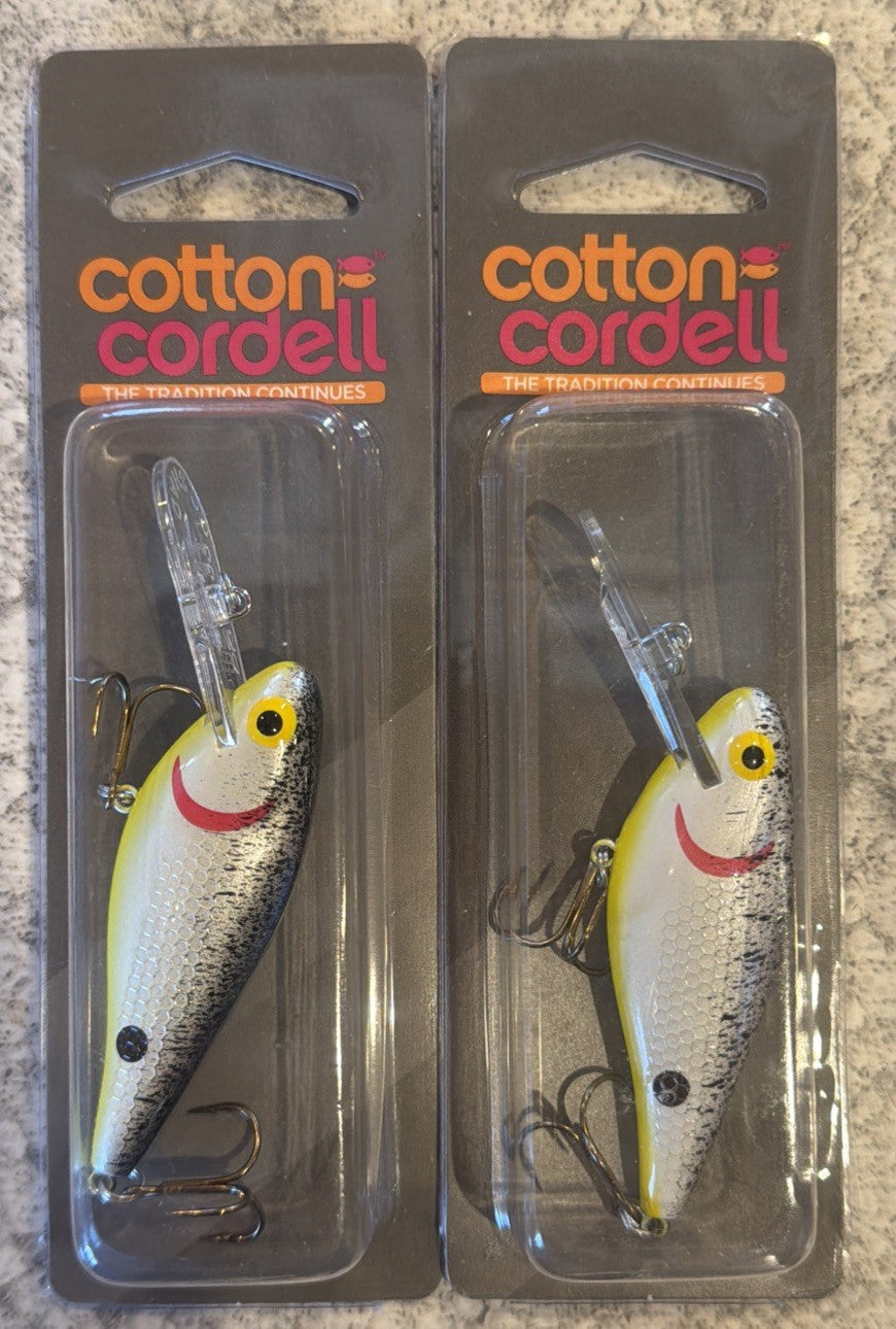 2 Packs Crankbait Fishing Lures - Cotton Cordell CC Shad Yellow Black Back