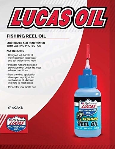 Lucas Fishing Reel Oil 10690 - 2 Pack, 1oz Needle Oil Bottles for Reel Maintenance