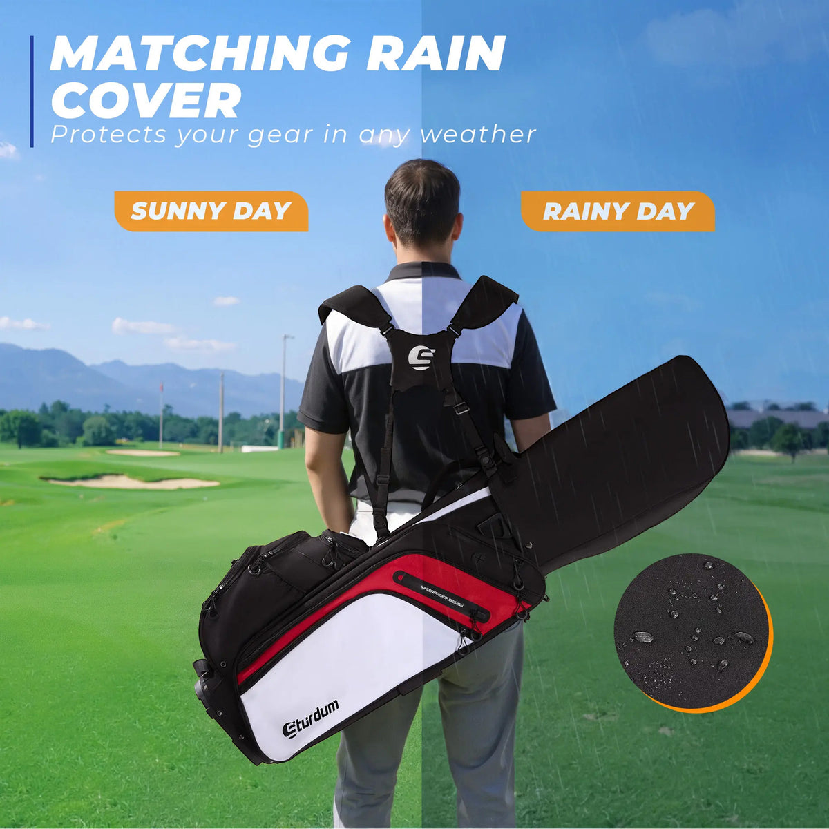 Golf Stand Bag with Full-Length Dividers & Rain Hood - Lightweight & Stable