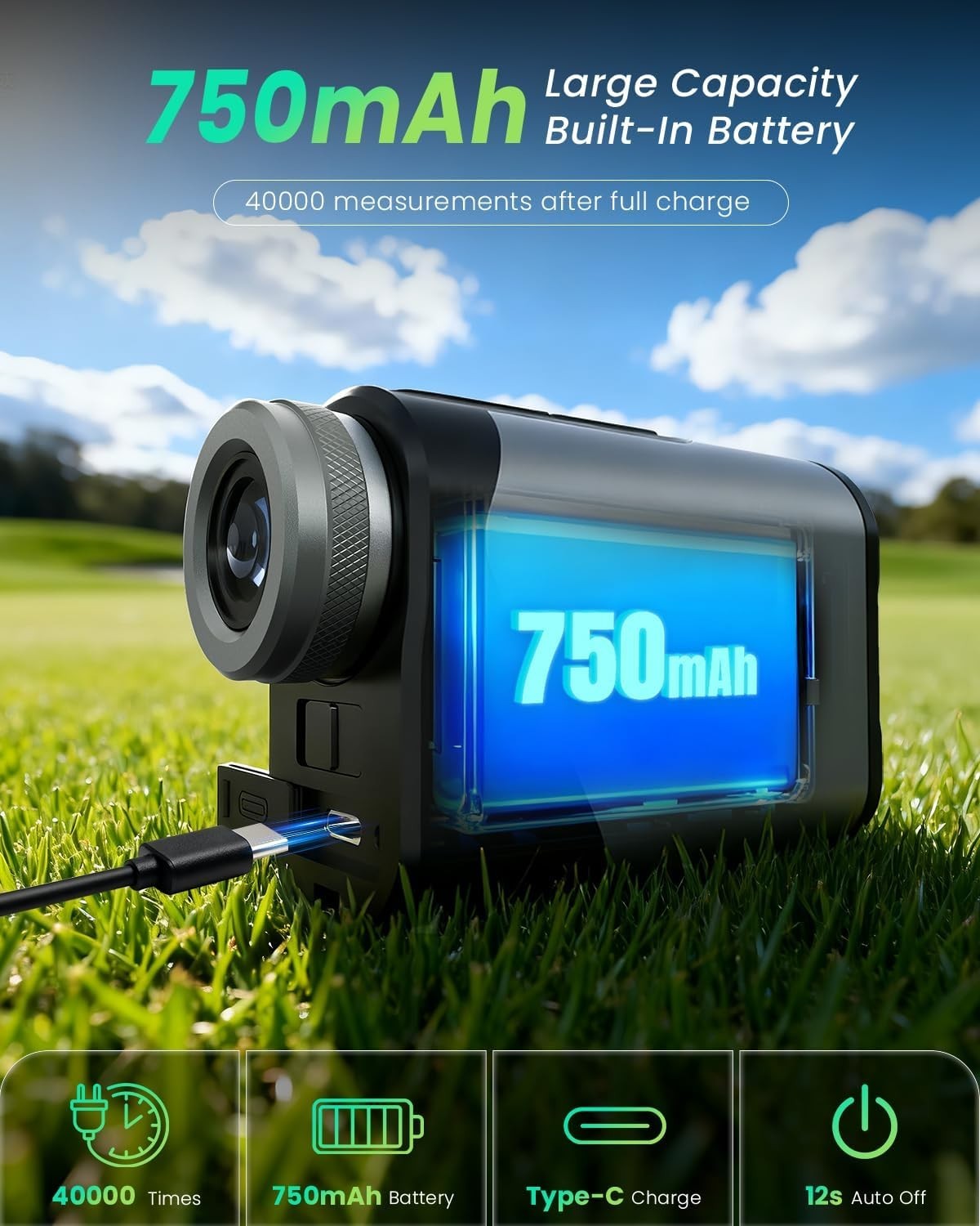 Golf Rangefinder 1200-Yard with Slope & Flag Pole Locking Vibration – 7X Magnification