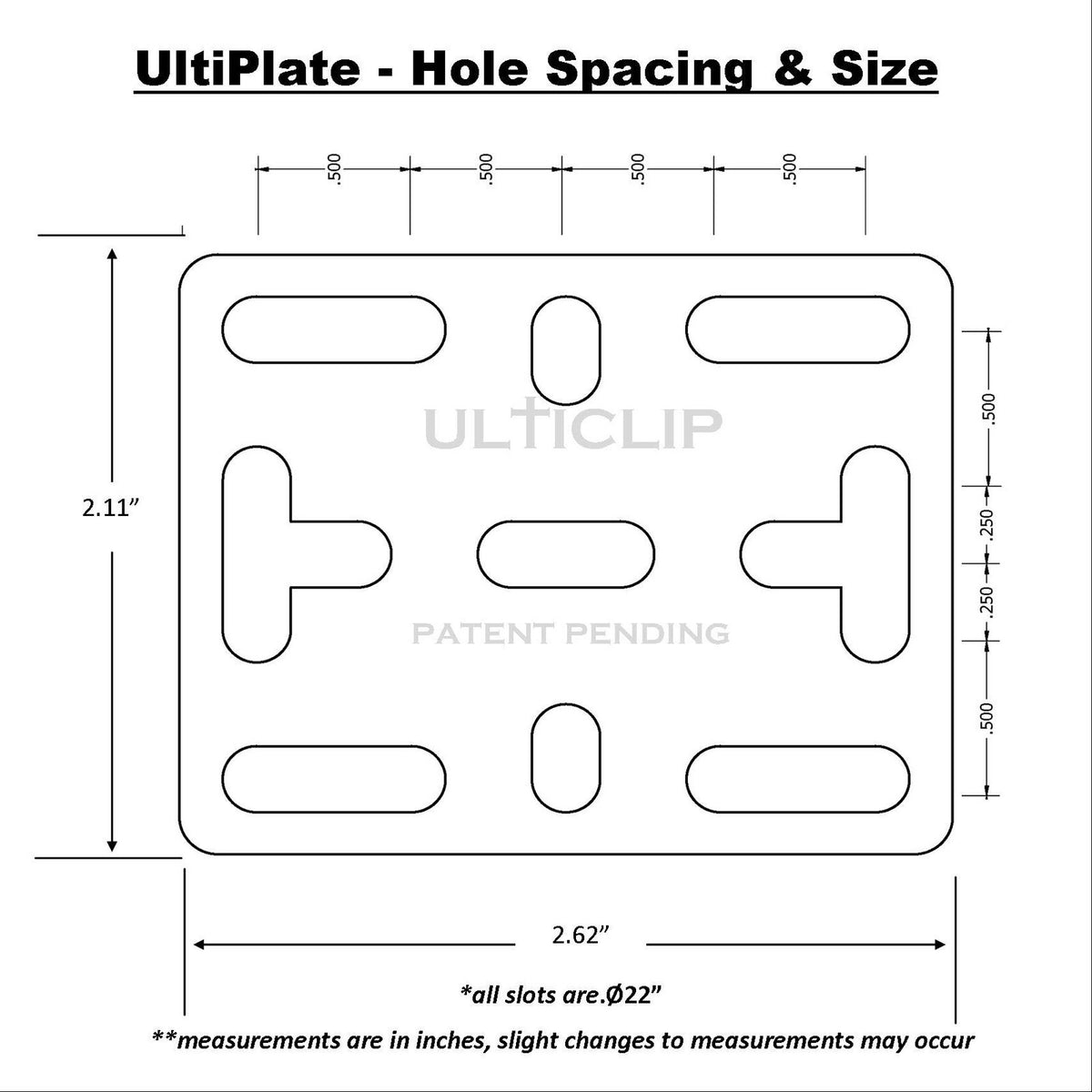 Multi-Purpose Mounting Plate for Ulticlip - 9 Slots, 2.11x2.62 Inches