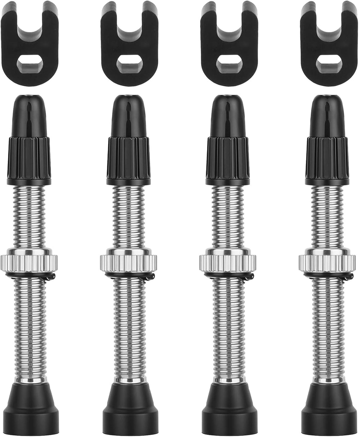 Presta Valve Stems 4 Pack with Core Removal Tool for Tubeless Bike Tires