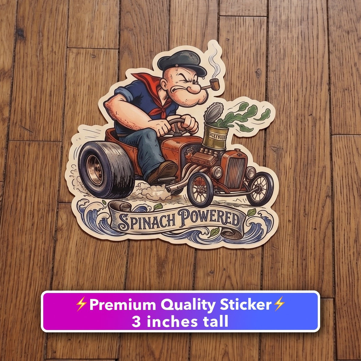 3-Inch Cartoon Vinyl Car Sticker Decal - Popeye & Rat Fink Design