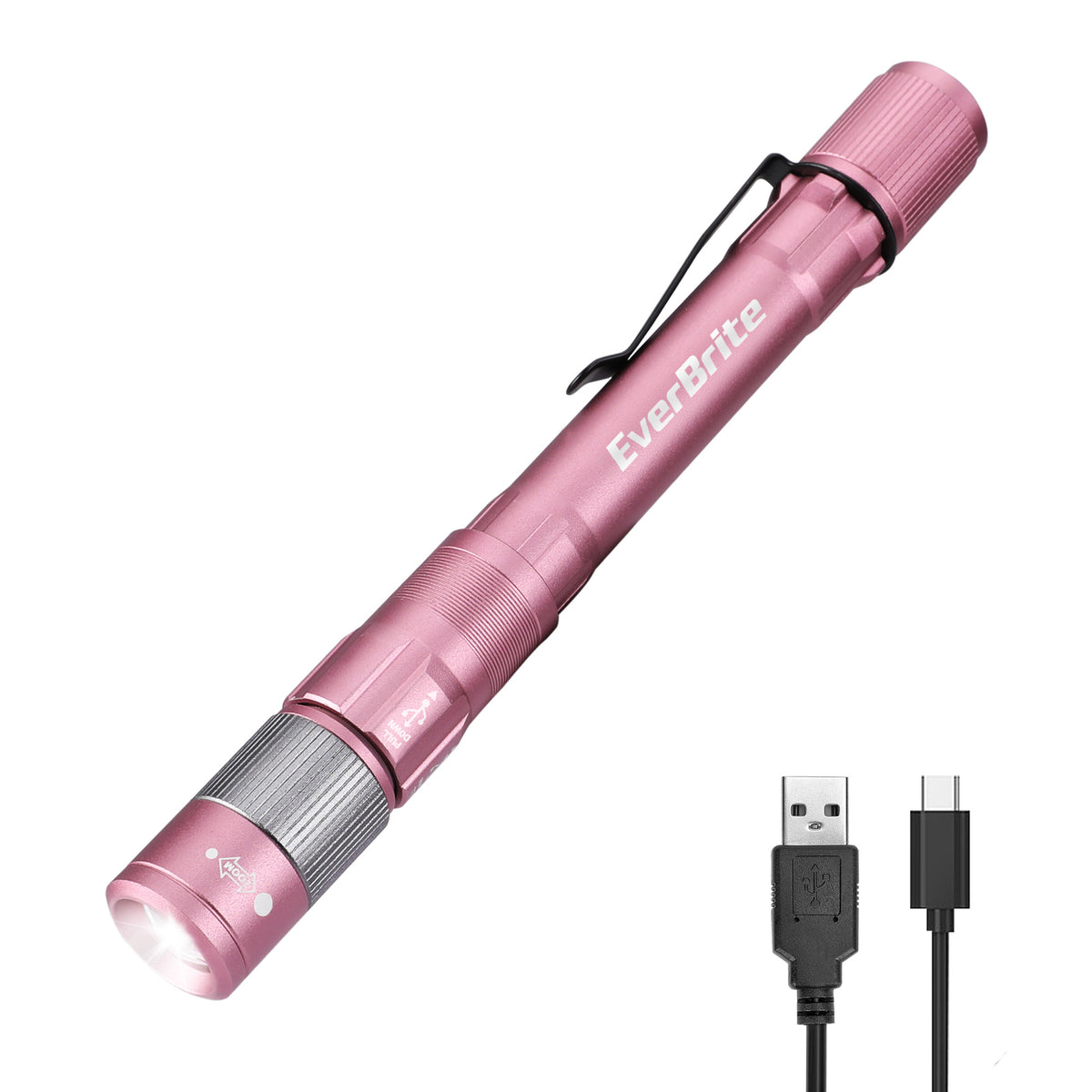 Rechargeable LED Pen Light Flashlight Water Resistant Aluminum Compact