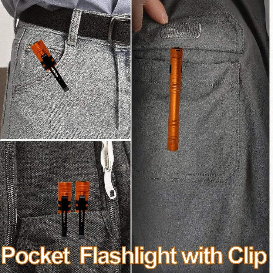 2-Pack LED Pocket Pen Light Flashlights Waterproof 500 Lumens