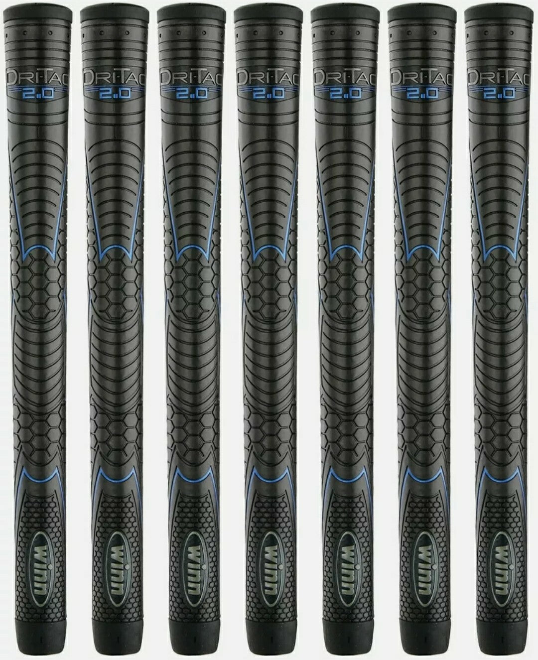 Golf Grip Set - Winn DRI-TAC 2.0 Midsize (+1/16) 7-Pack for Improved Feel & Durability