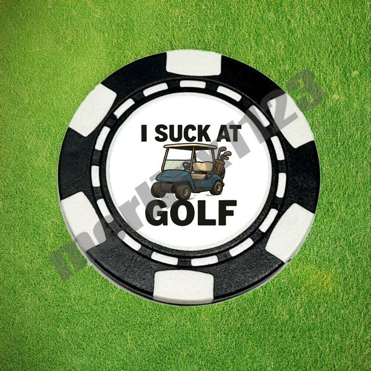 Golf Ball Marker Poker Chip with Magnetic Hat Clip - Weatherproof Double-Sided Design