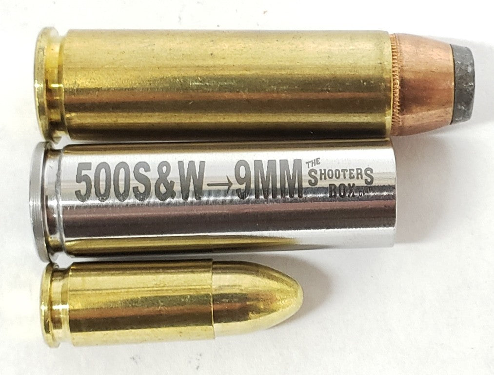 500 S&W to 9mm Luger Caliber Adapter Set - Stainless Steel, 5 Pieces