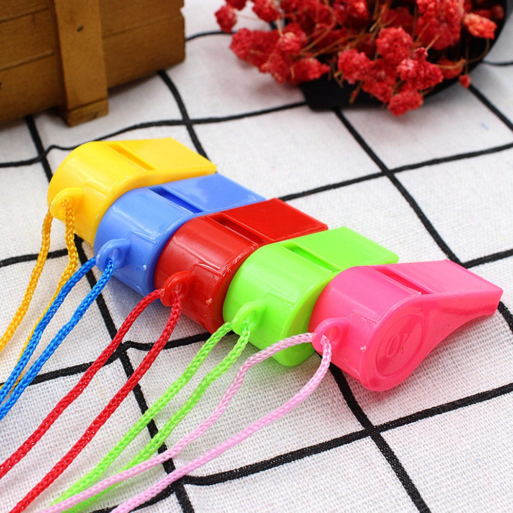 Bulk Plastic Sports Whistles with Lanyard - 72 Pack Loud Safety Noisemakers