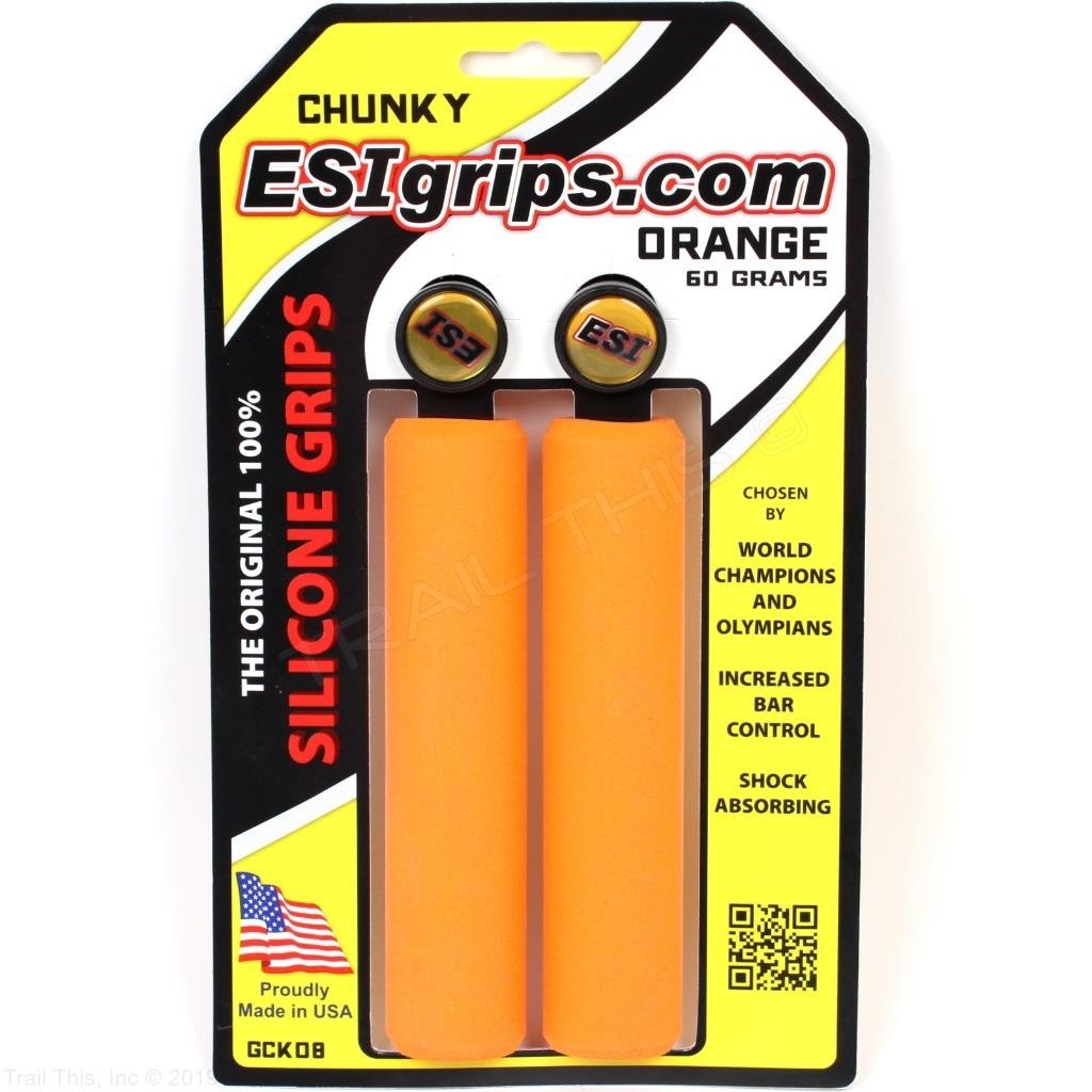 MTB Bike Handlebar Grips Shock Absorbing Silicone 32mm Orange - Pair