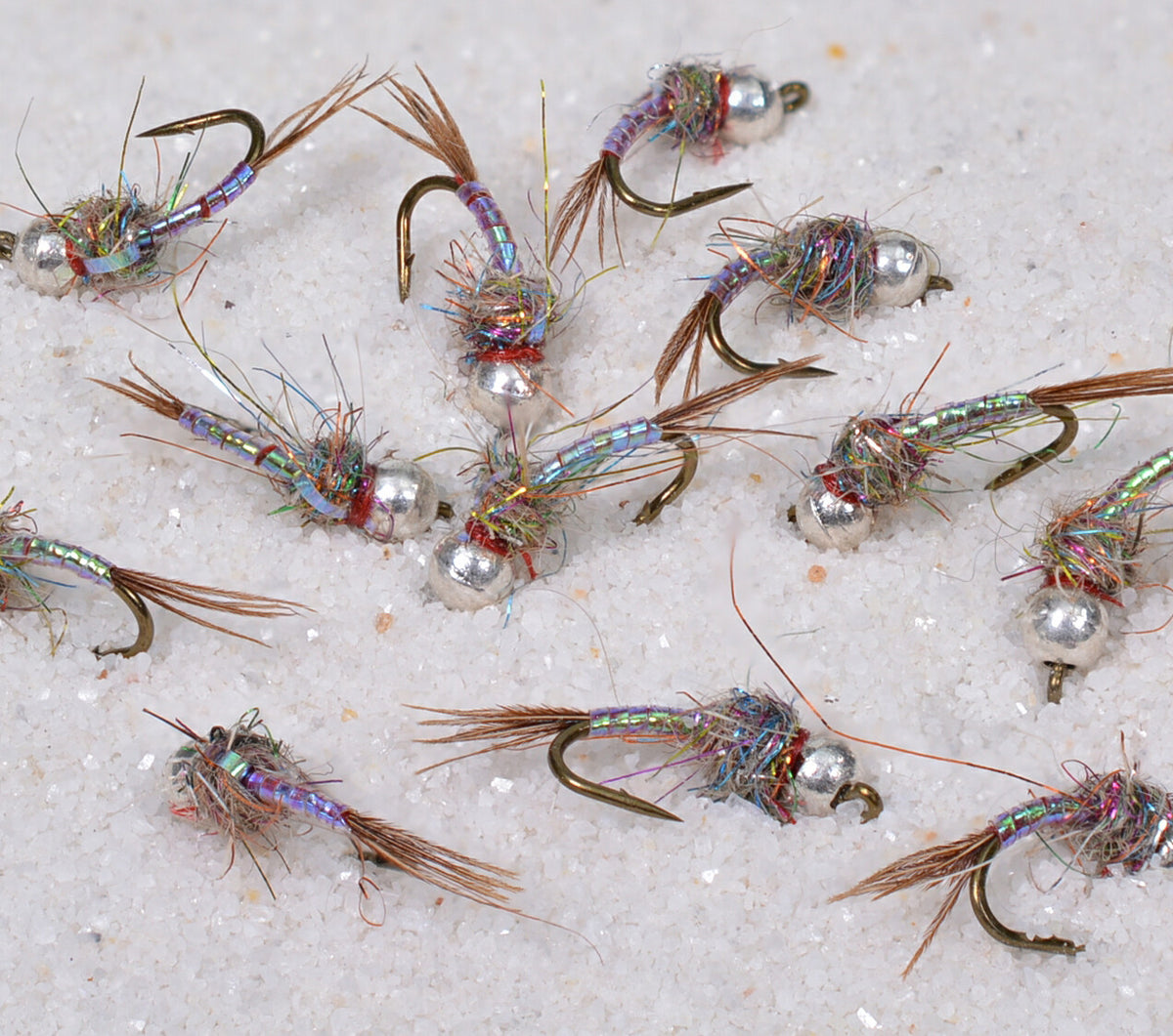 Tungsten Bead Rainbow Warrior Midge Nymph Flies for Fly Fishing - Assorted Sizes