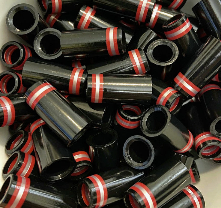 Premium Iron Ferrules Black with Red & Silver Rings 1 Inch for Golf Clubs