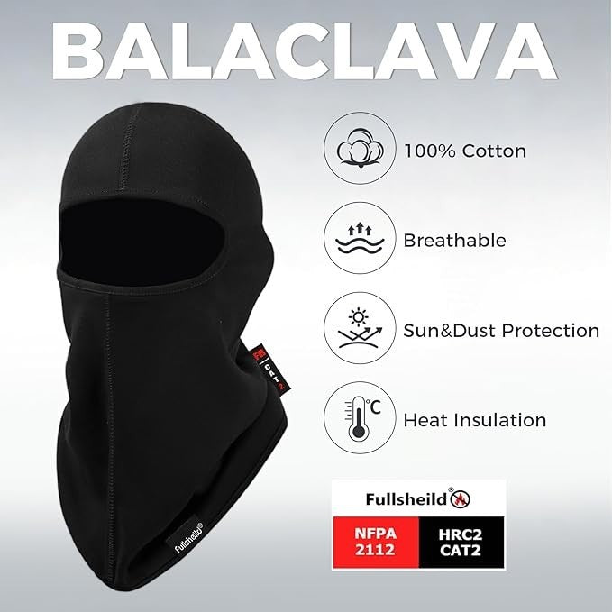 Fire-Resistant Balaclava Face Mask NFPA 2112 One Size Black