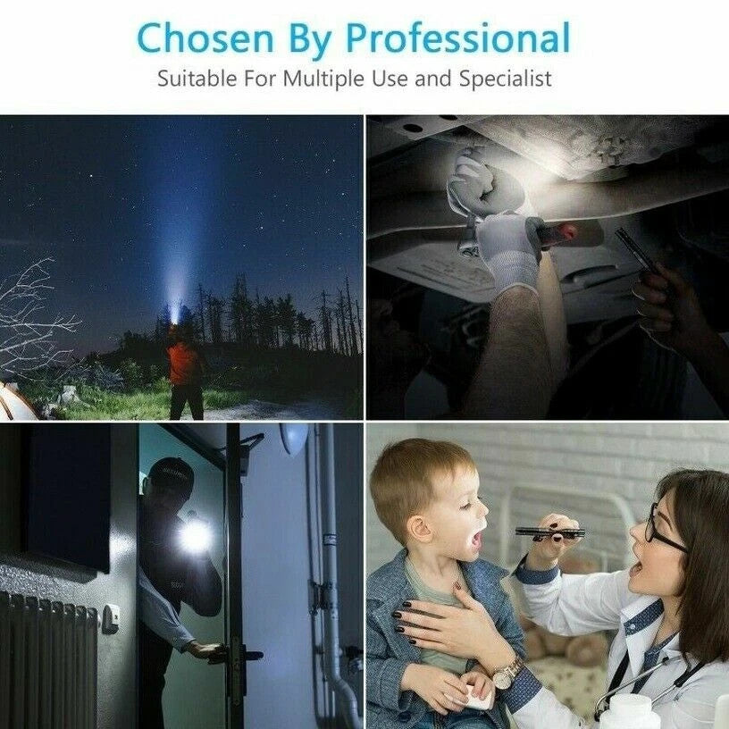 Mini LED Flashlight Torch Penlight for Camping Hiking and Dental Use - 2 Pack