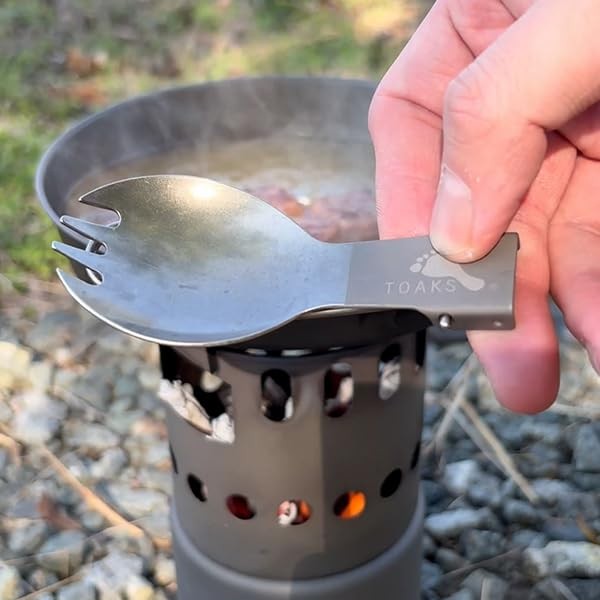Titanium Folding Spork Small Camping Utensil Lightweight Cutlery