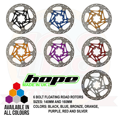 Floating Disc Brake Rotor 6 Bolt 140mm/160mm for Gravel Bikes - All Colors