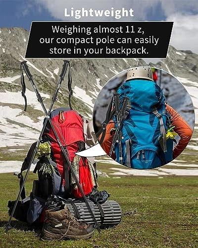 Adjustable Aluminum Trekking Poles Set - Collapsible Hiking Walking Sticks for Outdoor Adventure