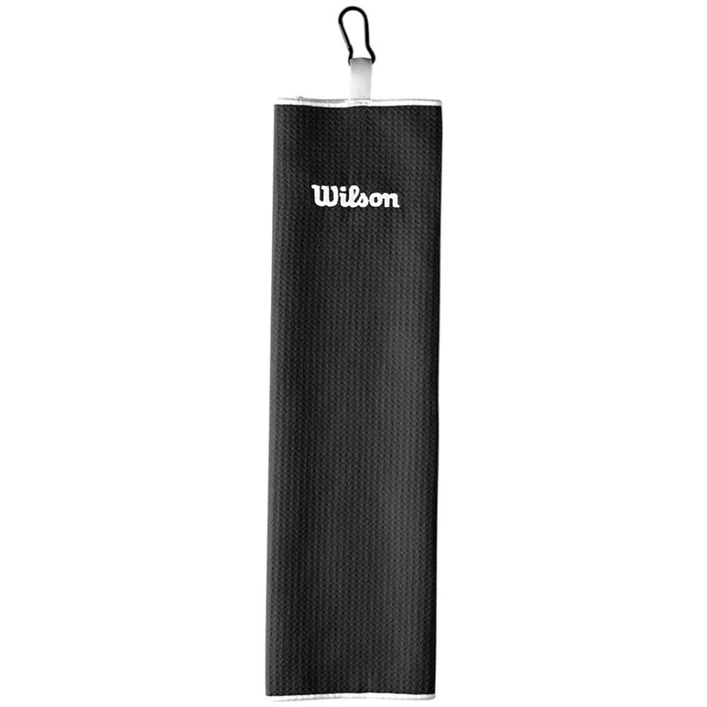 Golf Towel Microfiber Tri-Fold 16x21 Inch Black with Clip