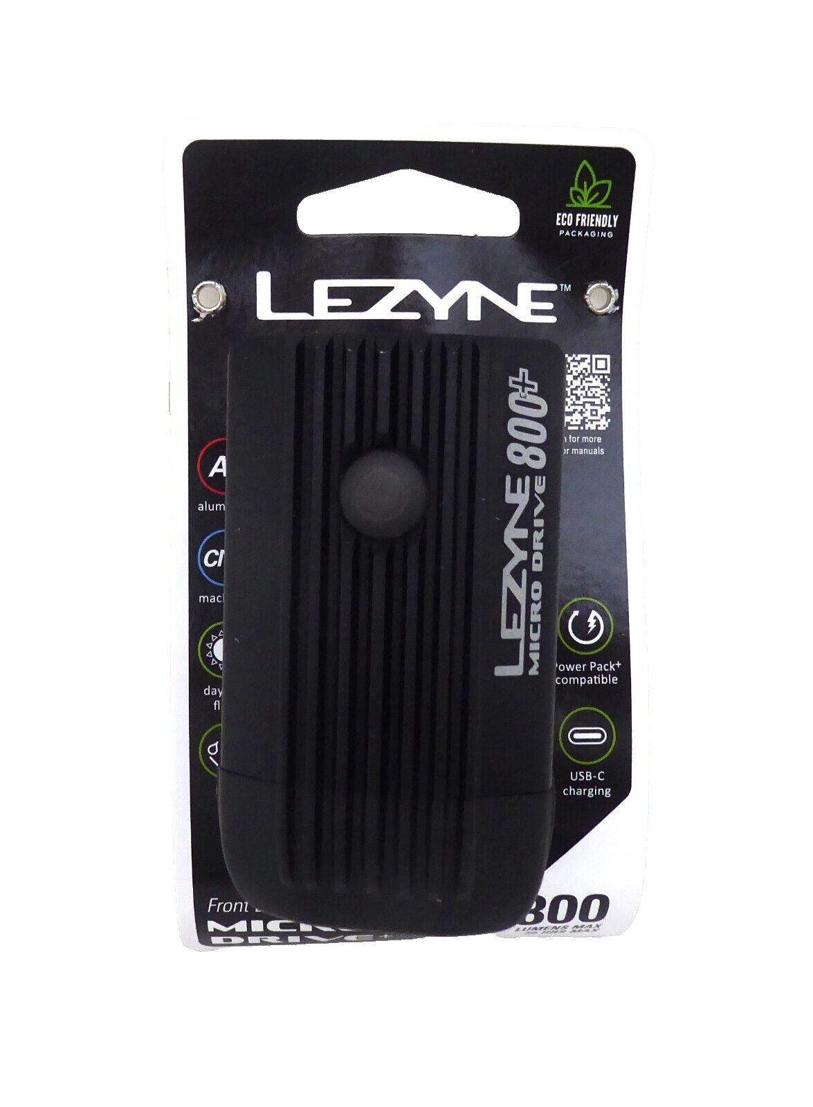 800 Lumen Bicycle Front Light with 8 LEDs and 6 Modes - Lezyne Micro Drive 800+