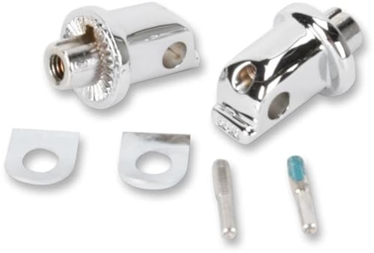 Splined Motorcycle Peg Adapters for Front and Rear Footpegs, Chrome - Pair