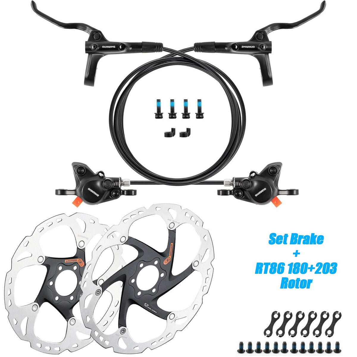 Hydraulic Bicycle Disc Brake Set with Rotors - Compatible with Front & Rear
